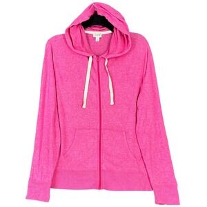 J.Crew Sweater Full Zip Hoodie Jacket Pink Activewear Barbiecore Athleisure Cozy